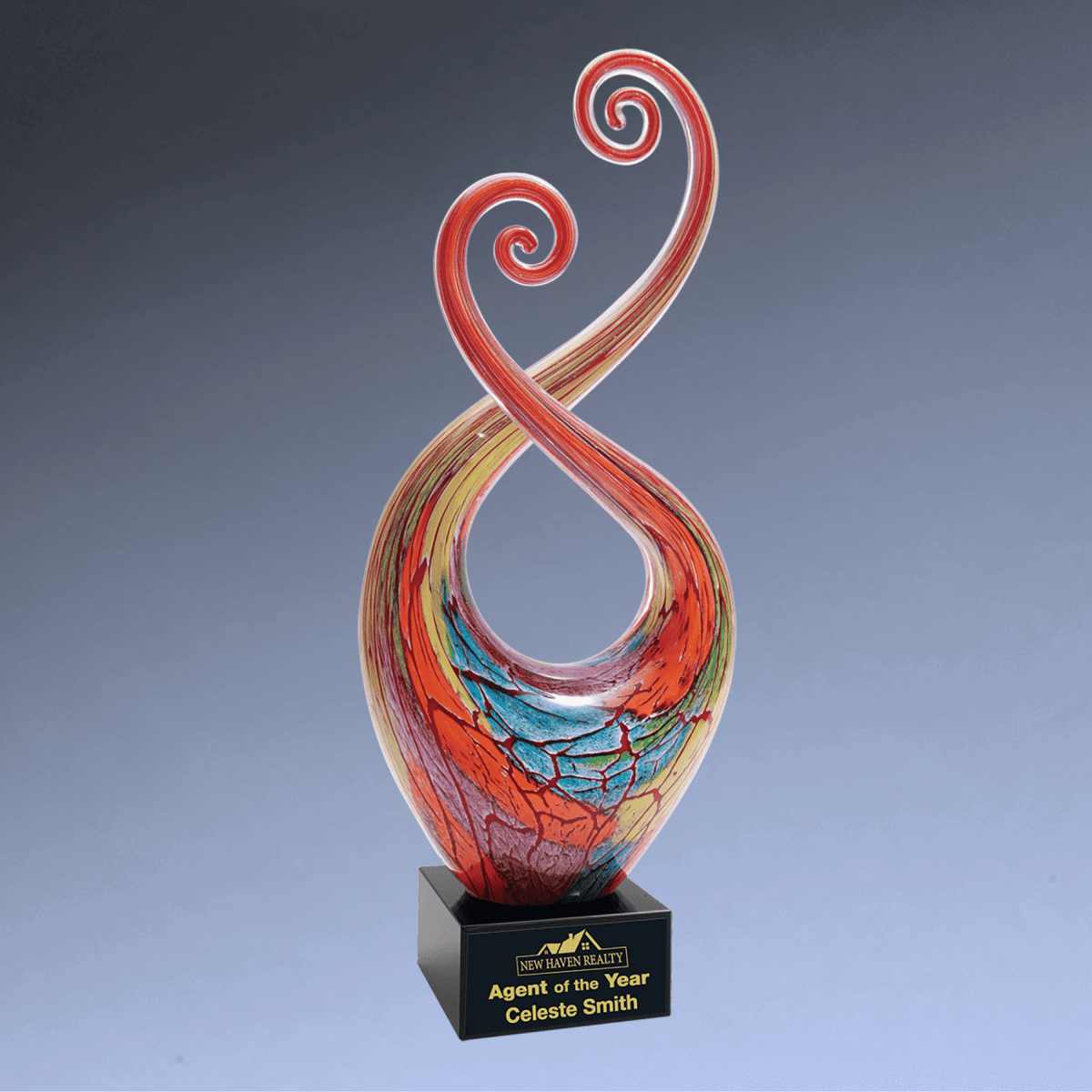 Hand - Blown Art Glass Award Sculptures for Recognition and Decor - Contemporary Twist Art Glass