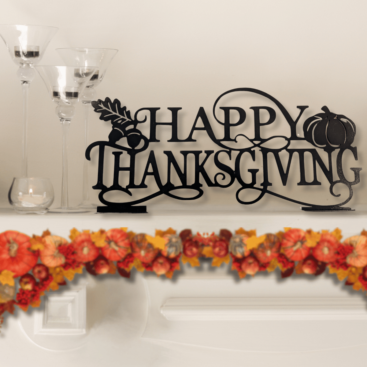 Hand - Painted Happy Thanksgiving Wood Sign – Custom Holiday Decor - LightForce Laser Engraving, LLC