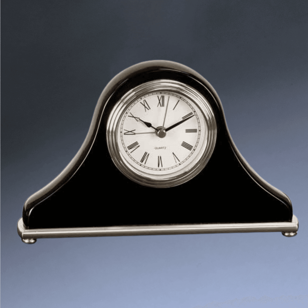 High Gloss Desk and Mantle Clocks with Custom Engraving - Rail Station Station Desk Clock (Rosewood Piano Finish)