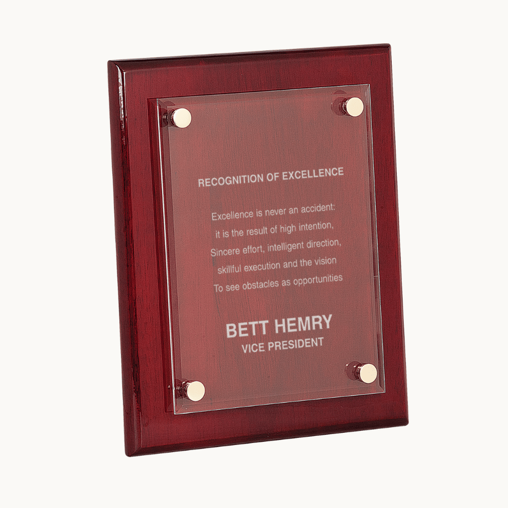 High Gloss Piano Finish Floating Acrylic Award Plaques - Rosewood Piano Finish