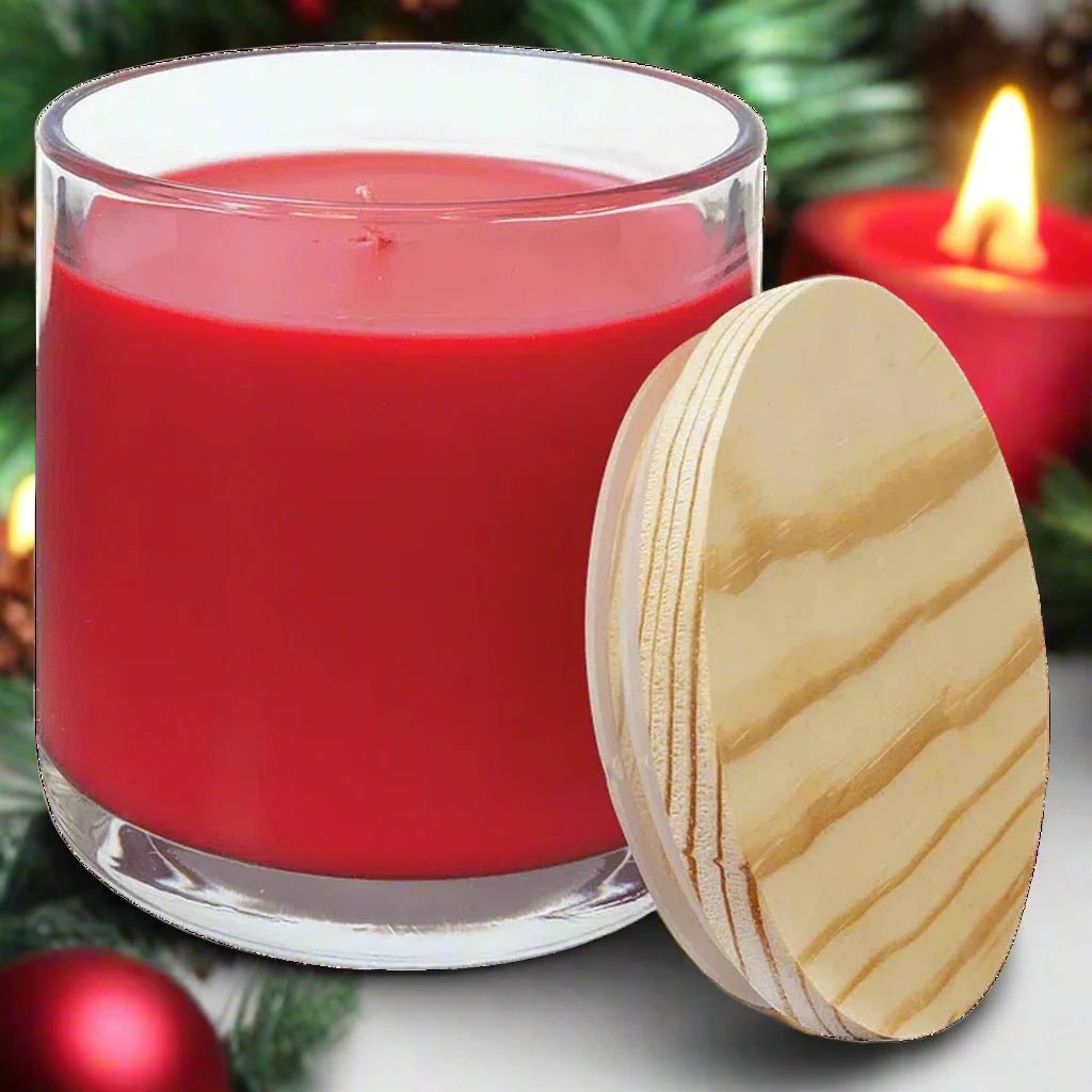 Holiday Candles in a Glass Holder with Wood Lid - LightForce Laser Engraving, LLC