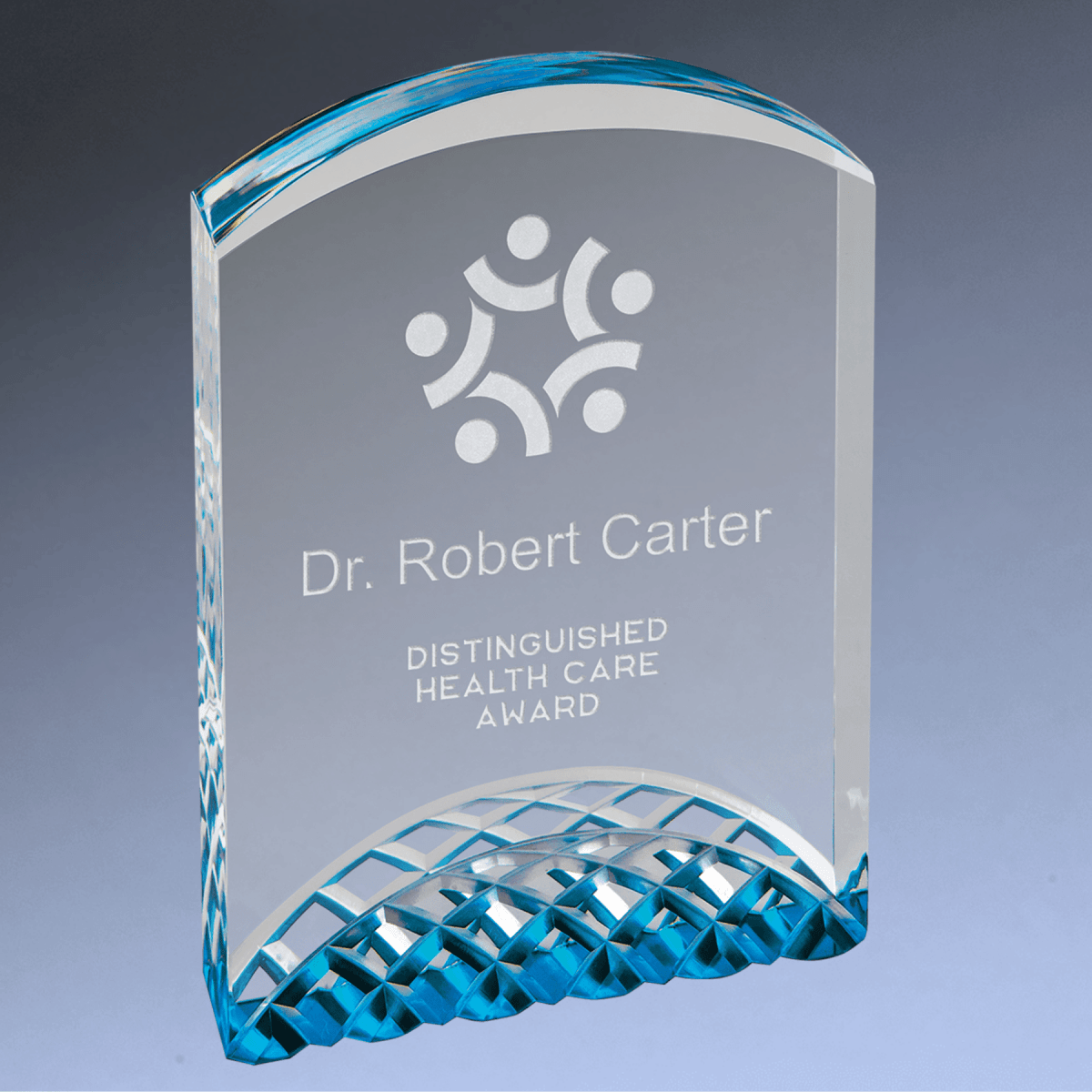 Horizon Acrylic Arch Award with Gold, Blue or Silver Accents - Blue