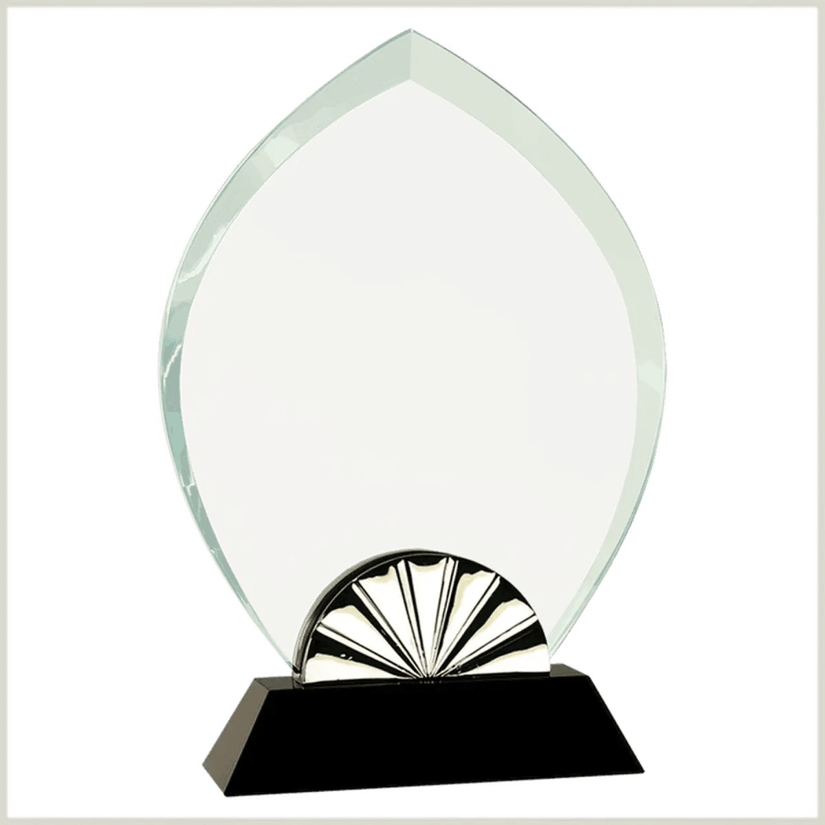 Horizon Glass Awards with Silver Accents and Custom Engraving - Oval