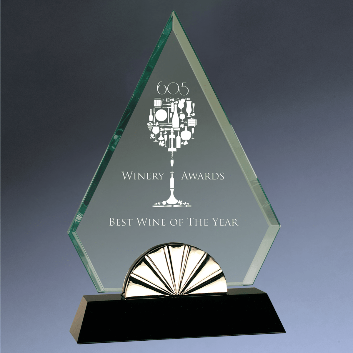 Horizon Glass Awards with Silver Accents and Custom Engraving - Diamond