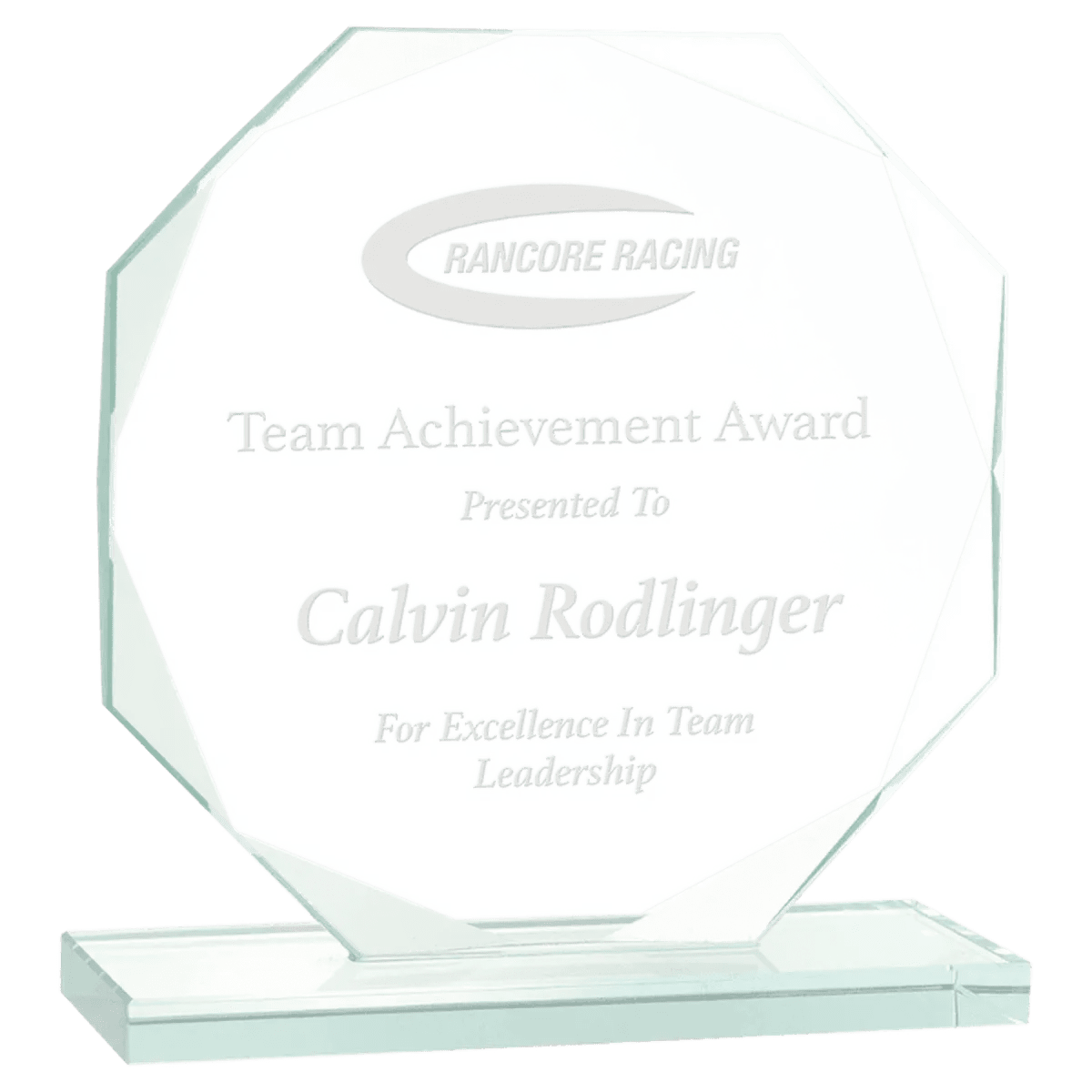 Jade Glass Awards with Beveled Edges and Frosted Etching - Diamond