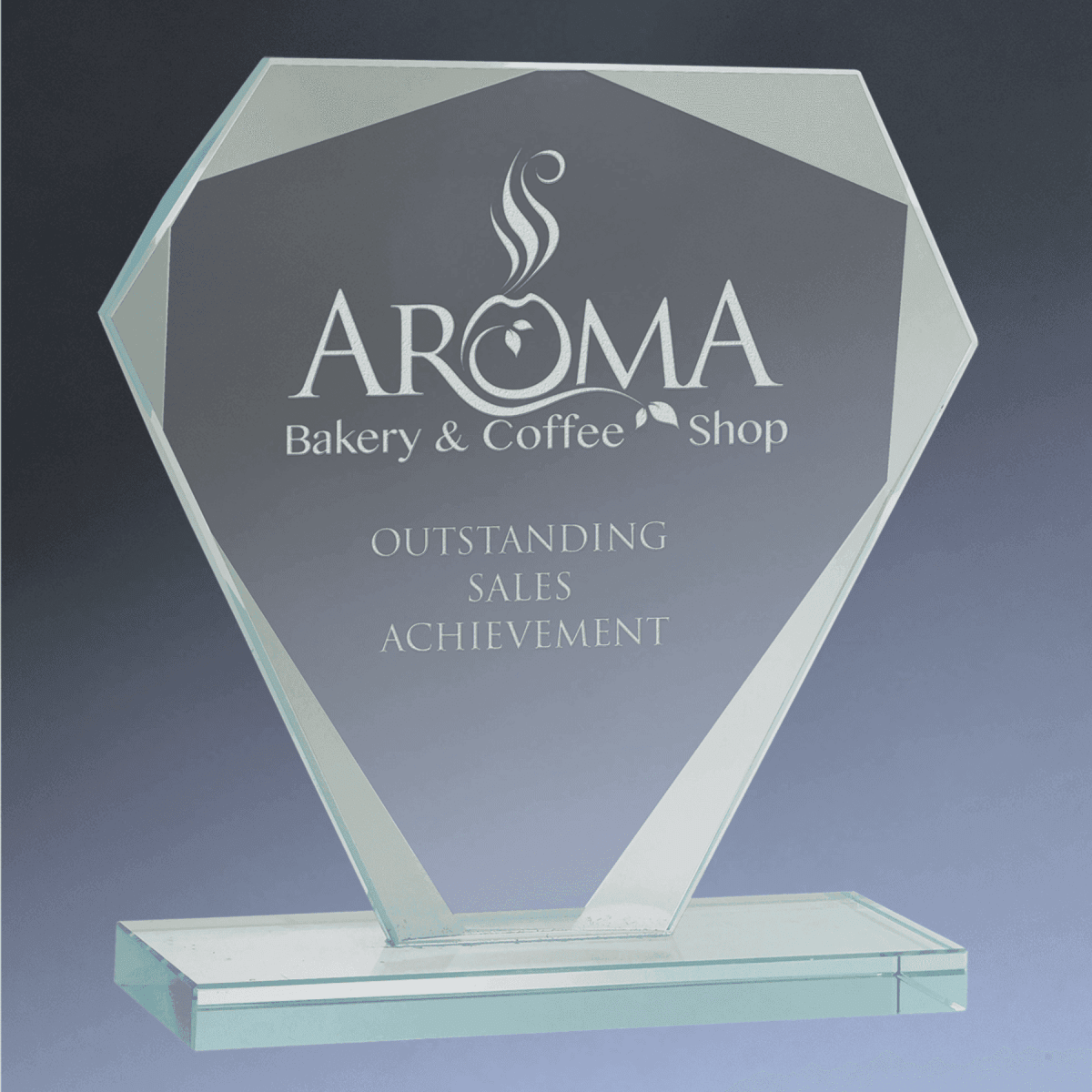 Jade Glass Awards with Beveled Edges and Frosted Etching - Cut Diamond