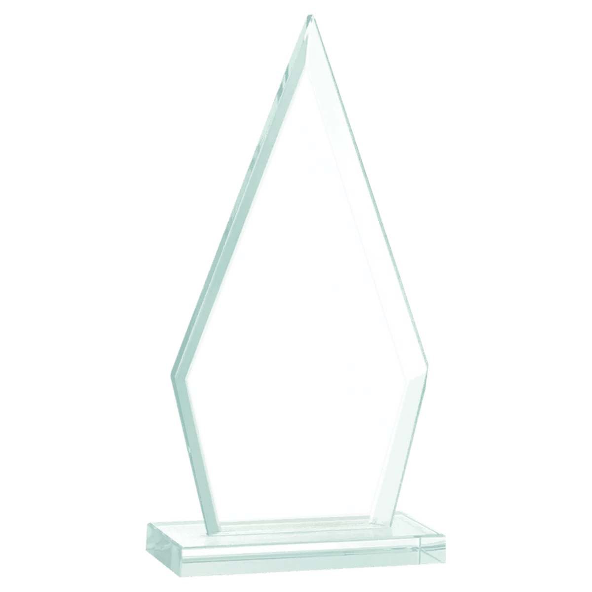 Jade Glass Awards with Beveled Edges and Frosted Etching - Diamond