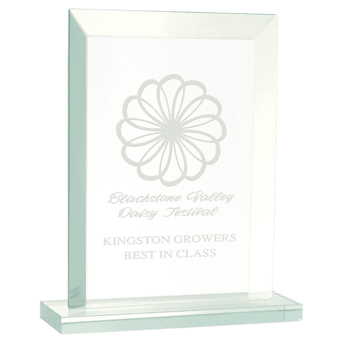 Jade Glass Awards with Beveled Edges and Frosted Etching - Diamond