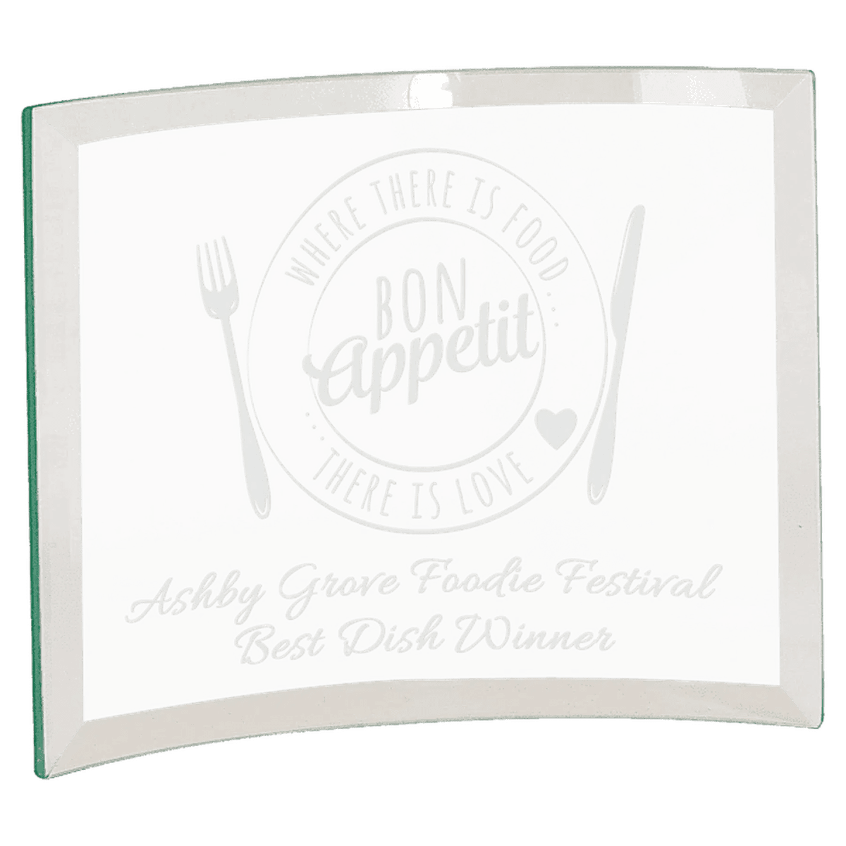 Jade Glass Crescent Awards and Desk Displays - 10" x 7" x 1/4"