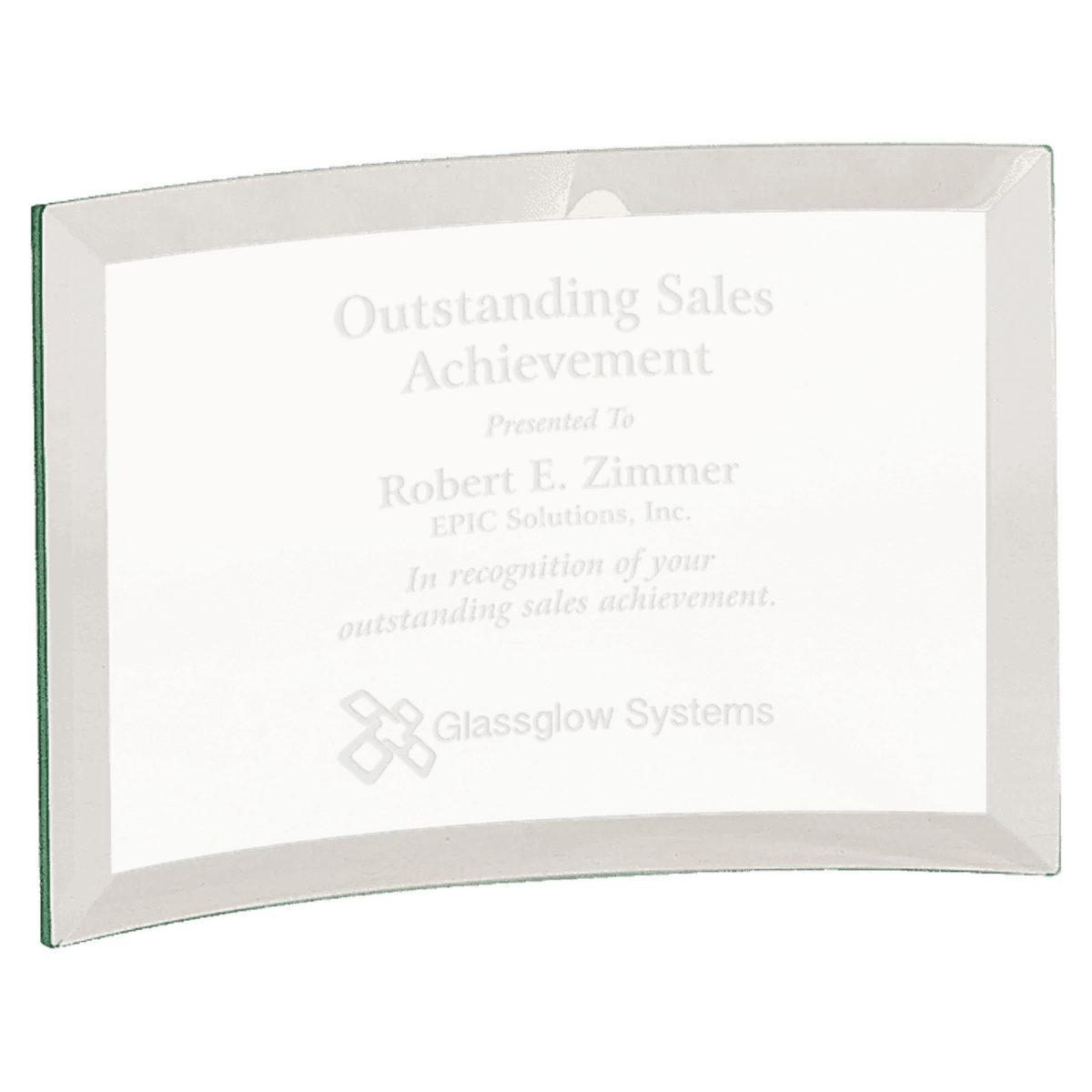 Jade Glass Crescent Awards and Desk Displays - 10" x 7" x 1/4"