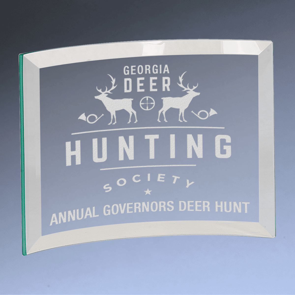 Jade Glass Crescent Awards and Desk Displays - 8" x 6" x 1/4"