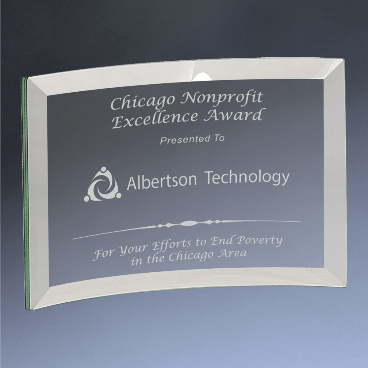 Jade Glass Crescent Awards with Beveled Edges - 6" x 4" x 3/8"