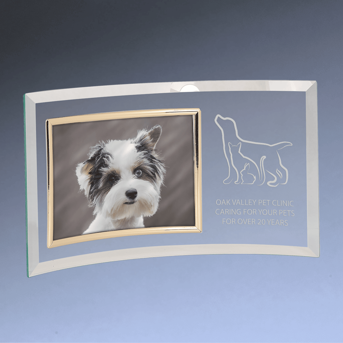 Jade Glass Crescent Picture Frames with Personalized Engraving - 10" x 7" (Fits 3 1/2" x 5")
