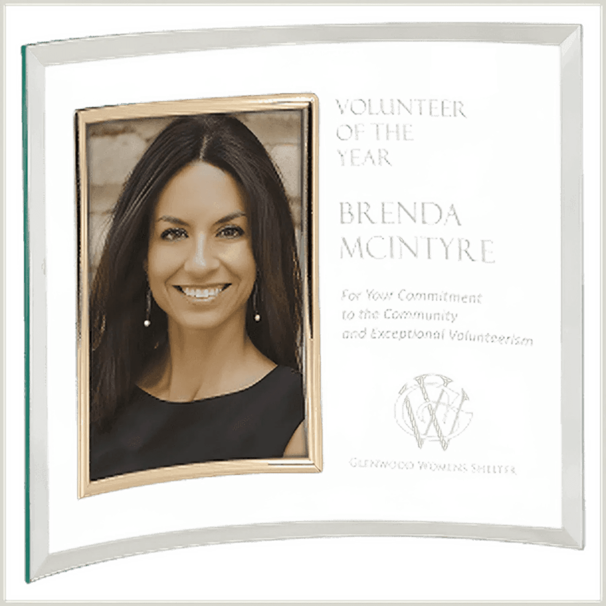 Jade Glass Crescent Picture Frames with Personalized Engraving - 12" x 10" (Fits 5" x 7")