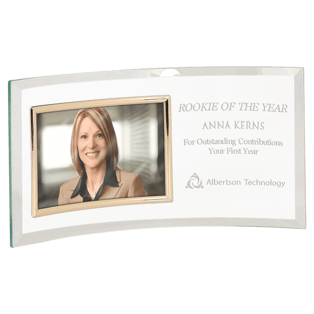 Jade Glass Crescent Picture Frames with Personalized Engraving - 12 3/4" x 6 1/2" (Fits 6" x 4")
