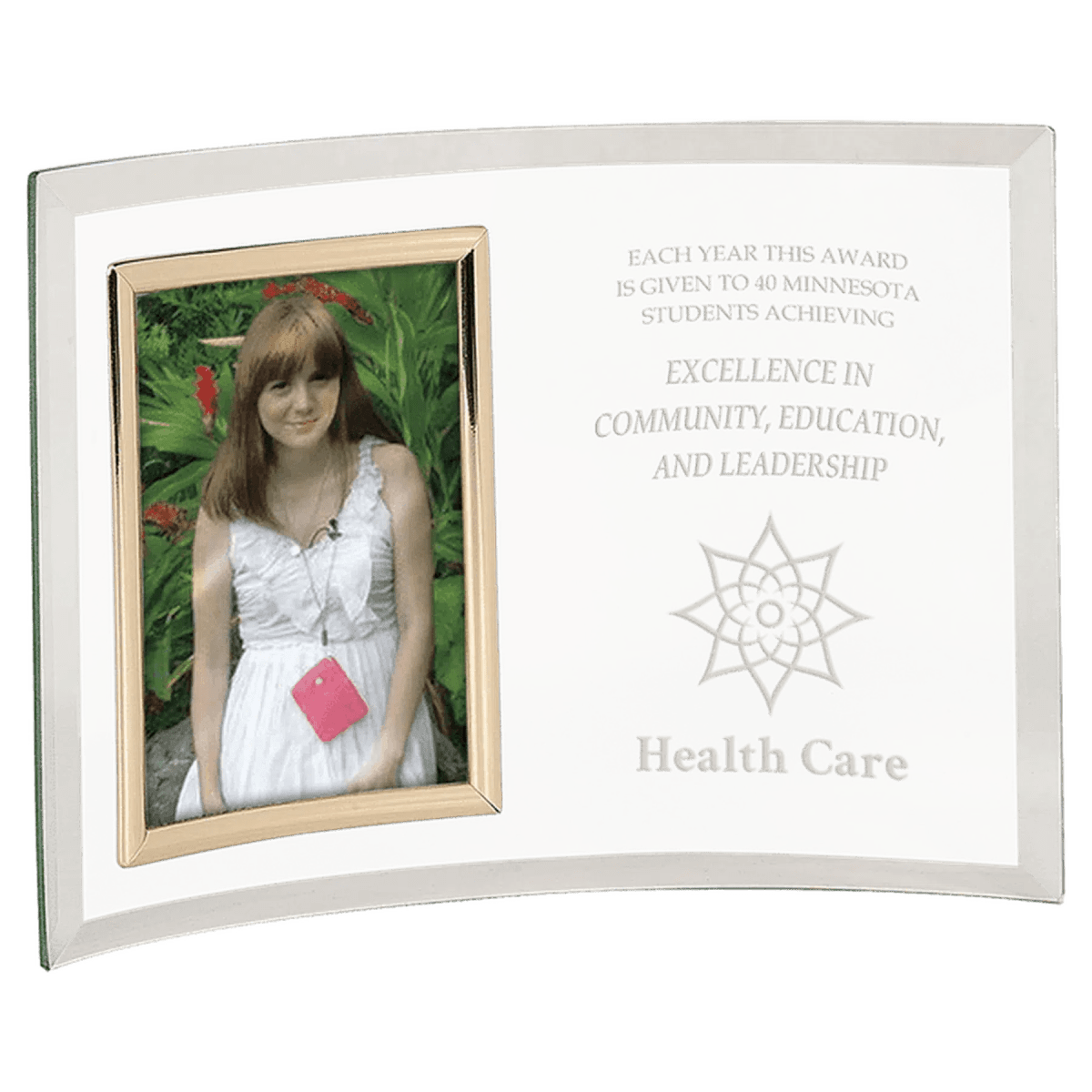 Jade Glass Crescent Picture Frames with Personalized Engraving - 10" x 7" (Fits 3 1/2" x 5")