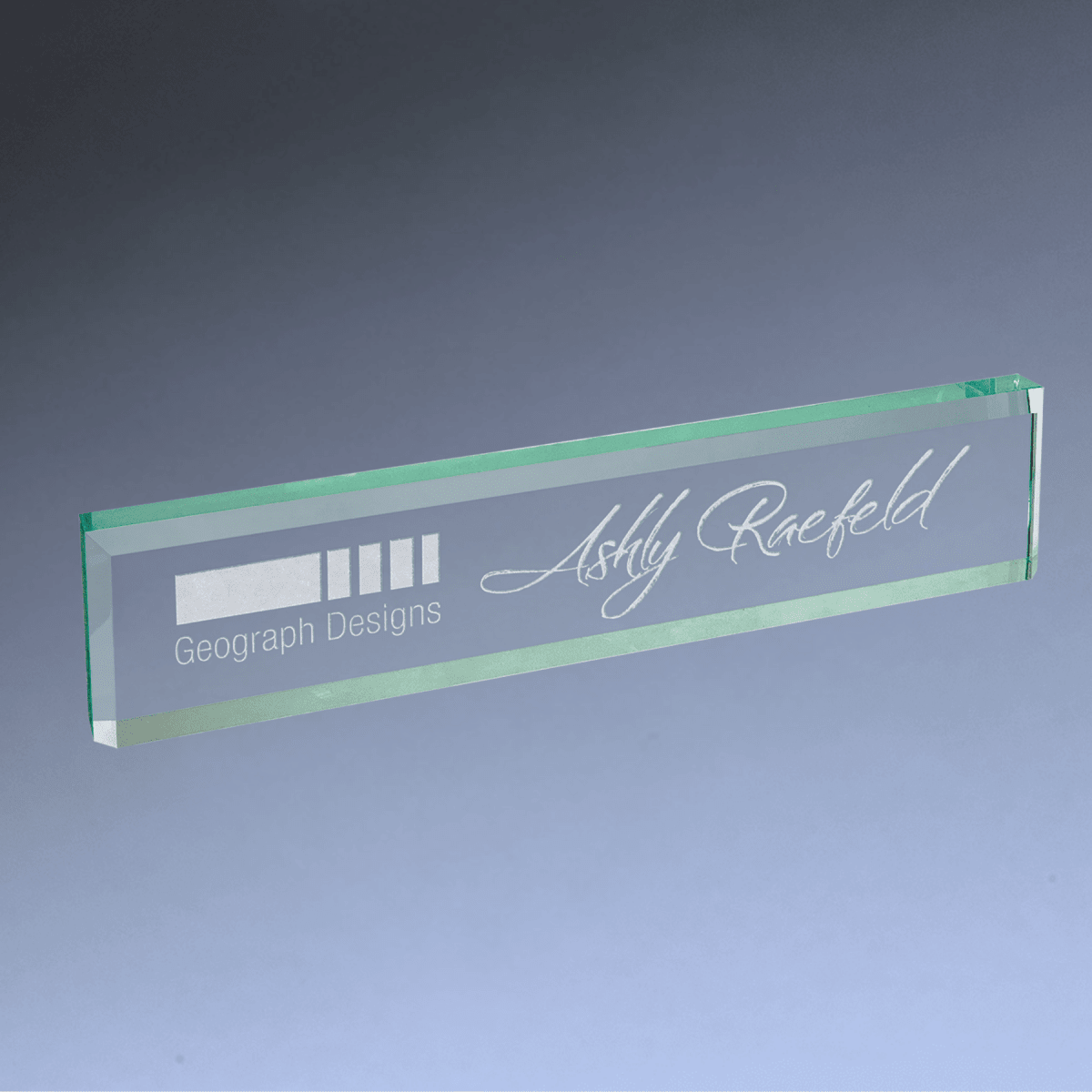 Jade Glass Desk Name Bar - 8" x 2"