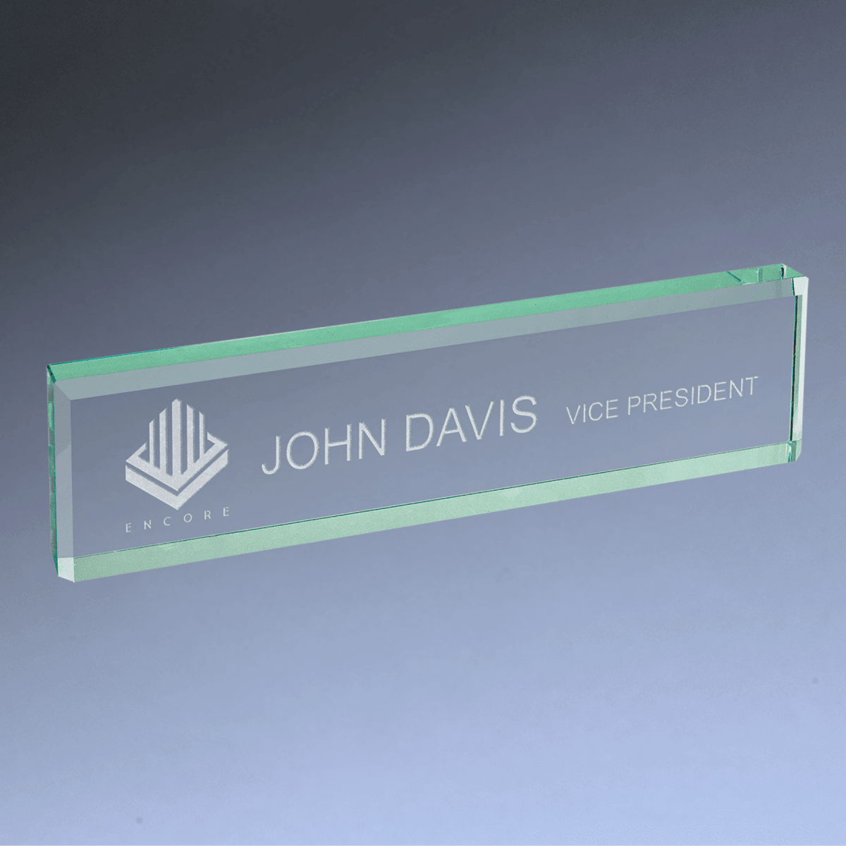 Jade Glass Desk Name Bar - 8" x 2"