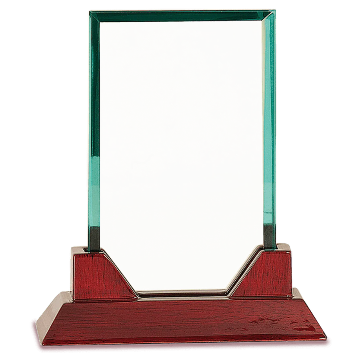 Jade Rectangle Prestige Glass with Rosewood Piano Finish Base - LightForce Laser Engraving, LLC