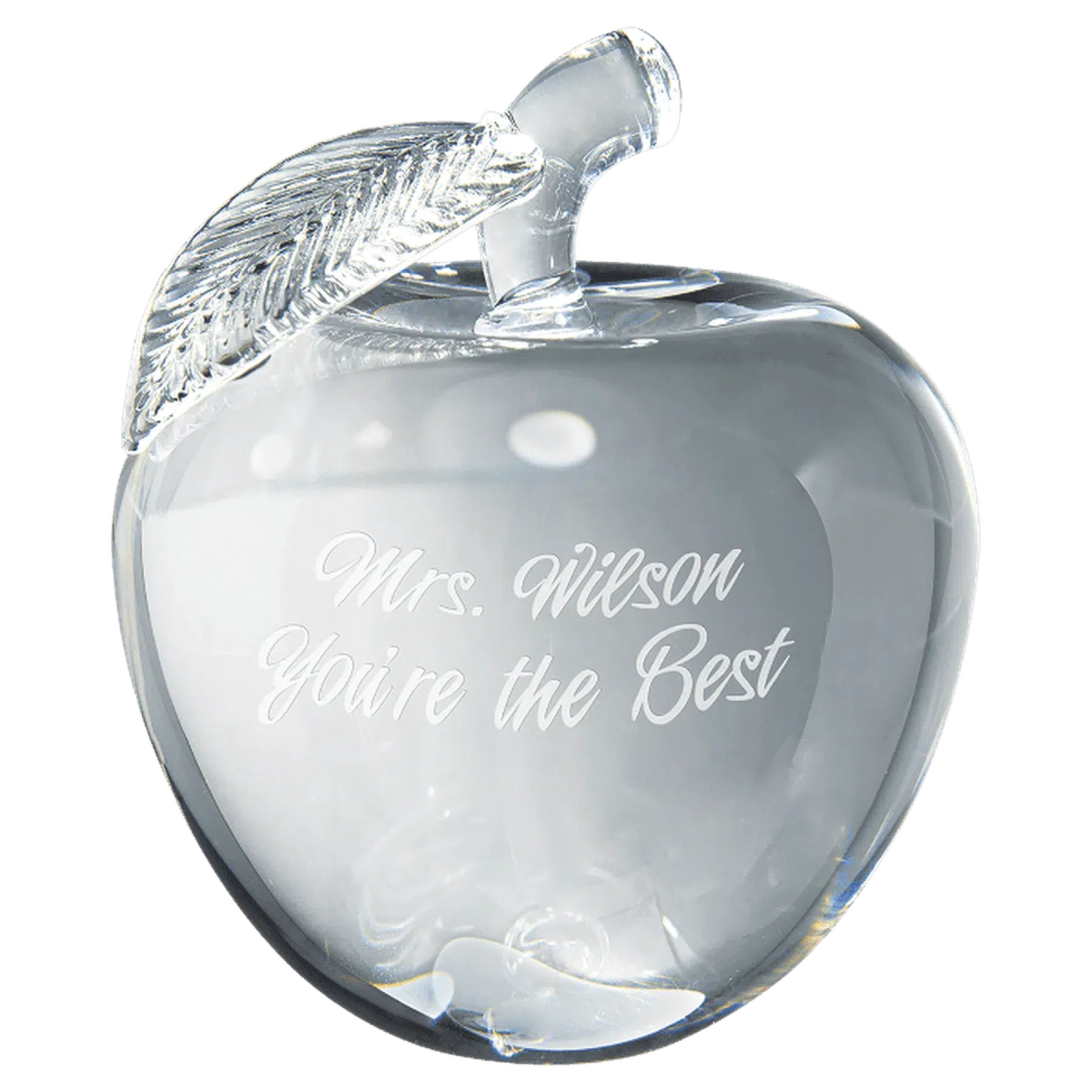 Large 4" Crystal 3D Apple - LightForce Laser Engraving, LLC