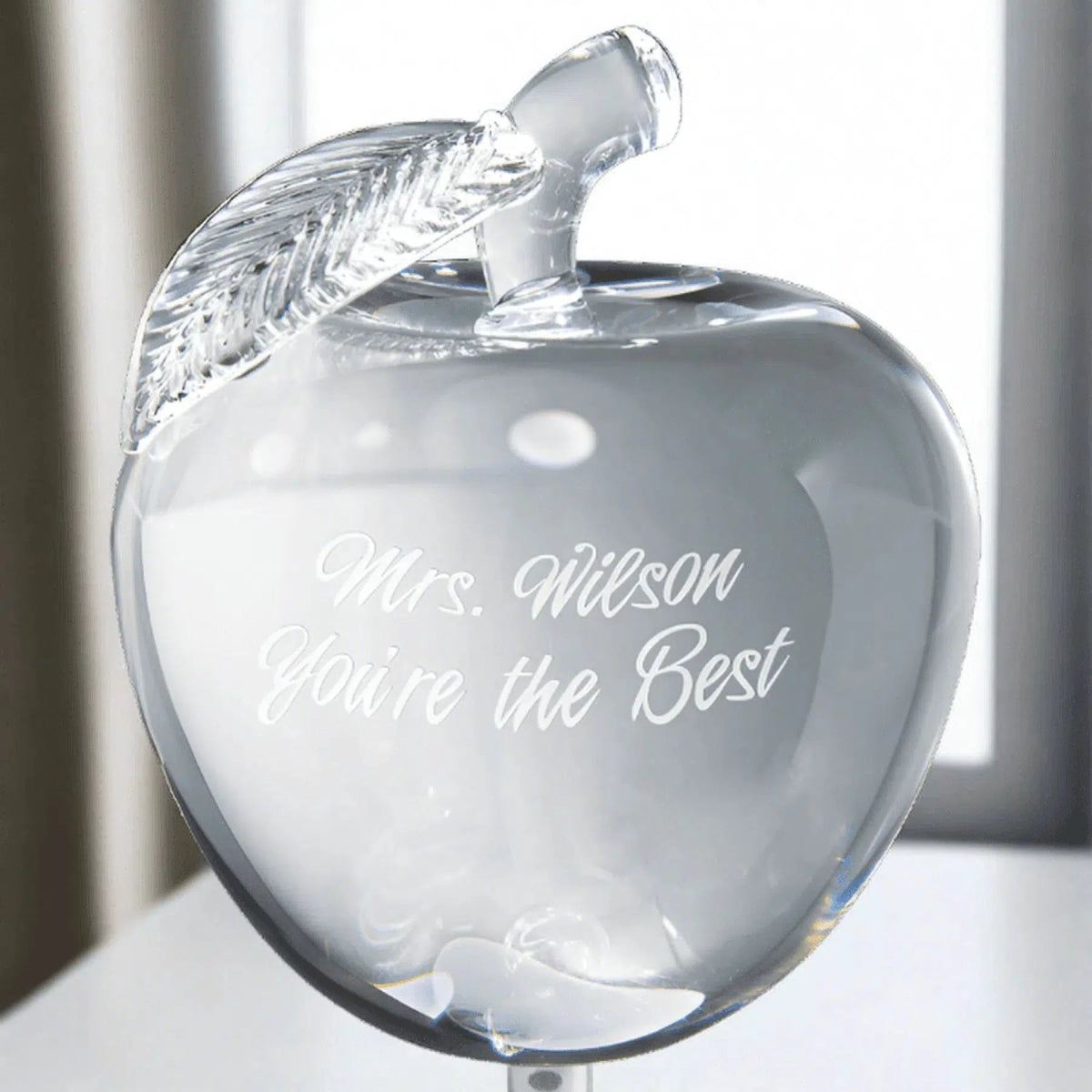 Large 4" Crystal 3D Apple - LightForce Laser Engraving, LLC