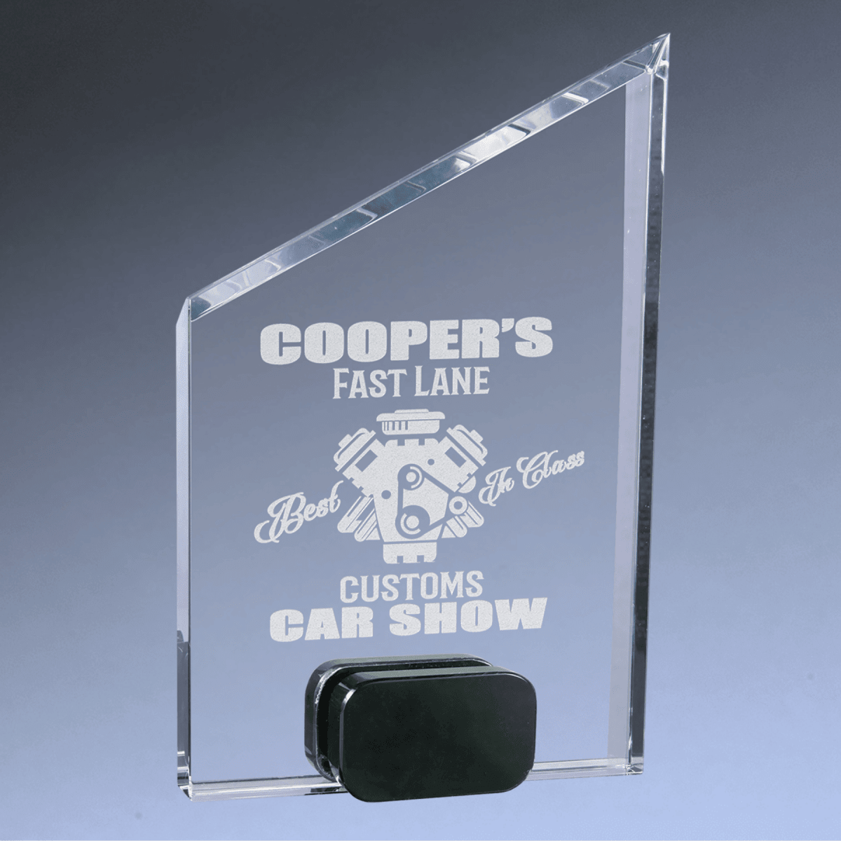 Laser Etched Crystal Peak Award - Self - Standing Recognition - 8"