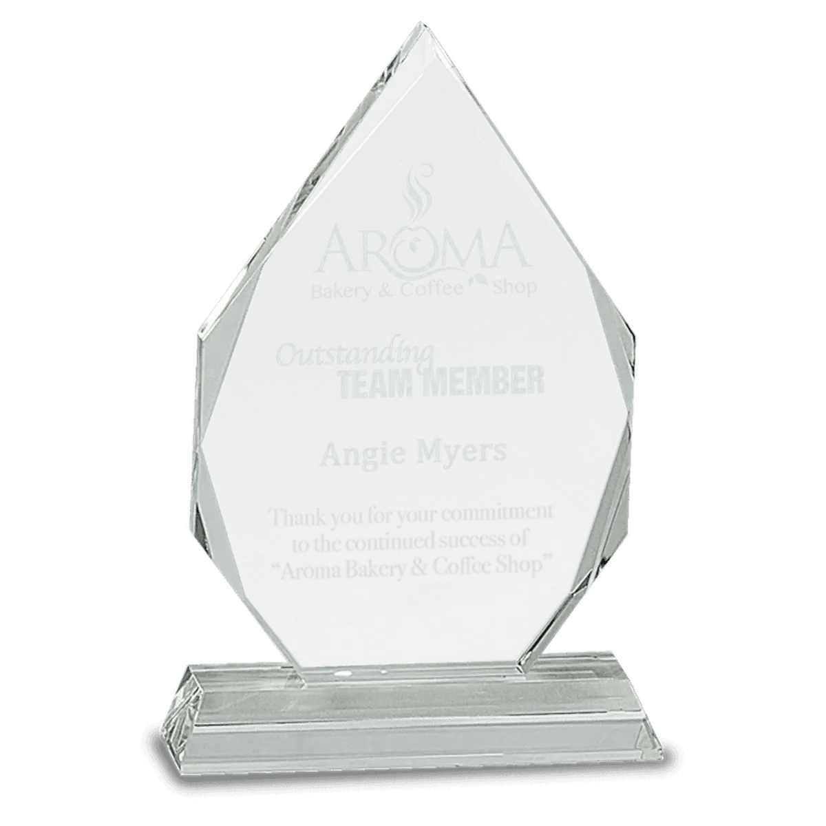 Laser Etched Faceted Crystal Diamond Awards - Blue