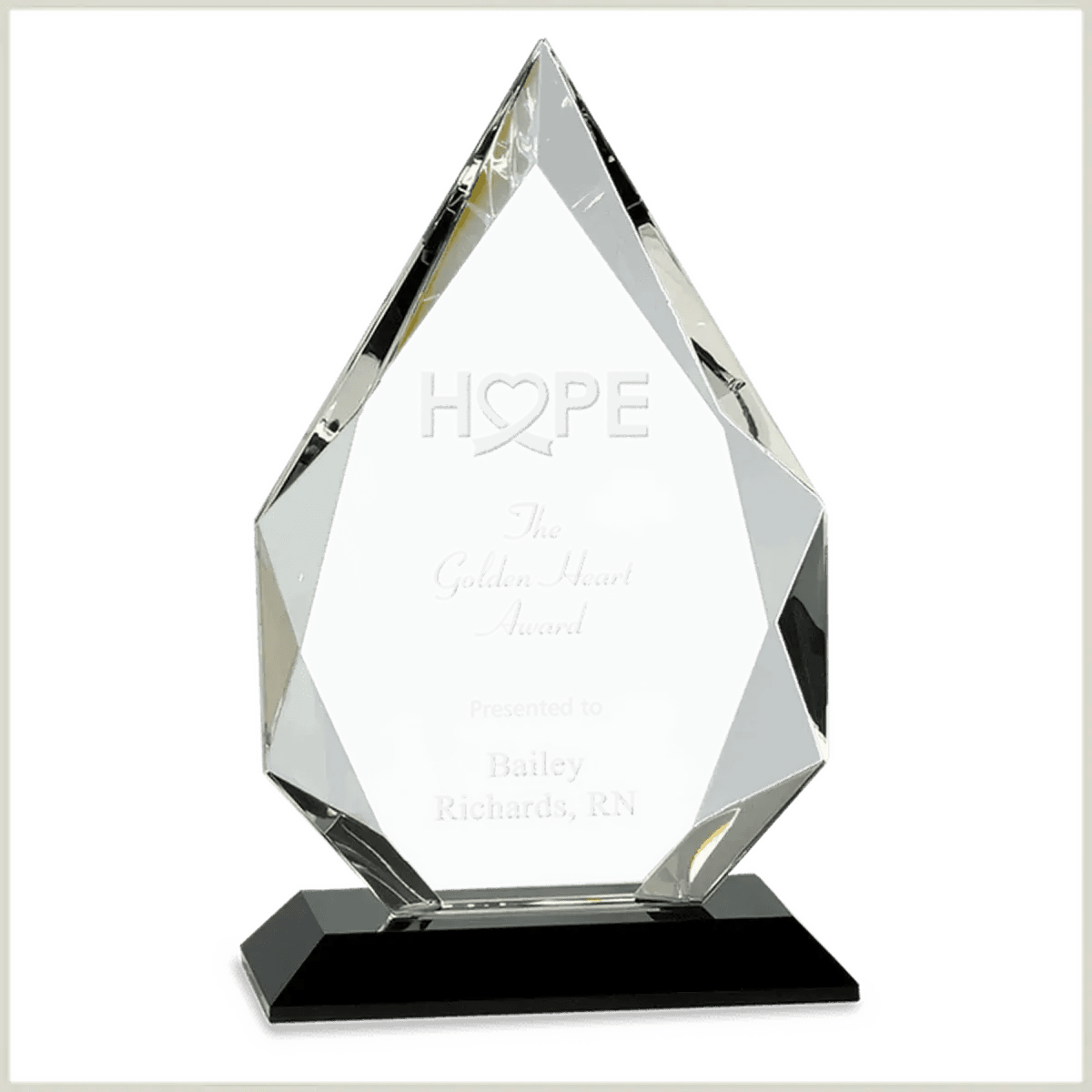 Laser Etched Faceted Crystal Diamond Awards - Blue