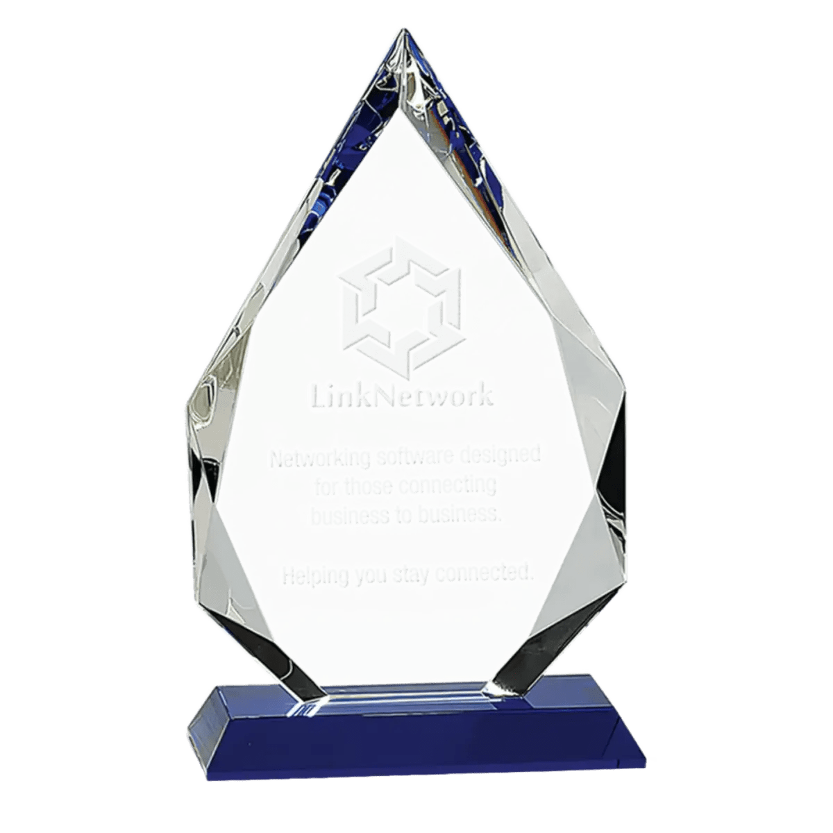 Laser Etched Faceted Crystal Diamond Awards - Blue