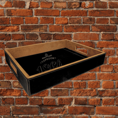 Leatherette 1860 16 x 12 Serving Tray with Handles in Black/Gold