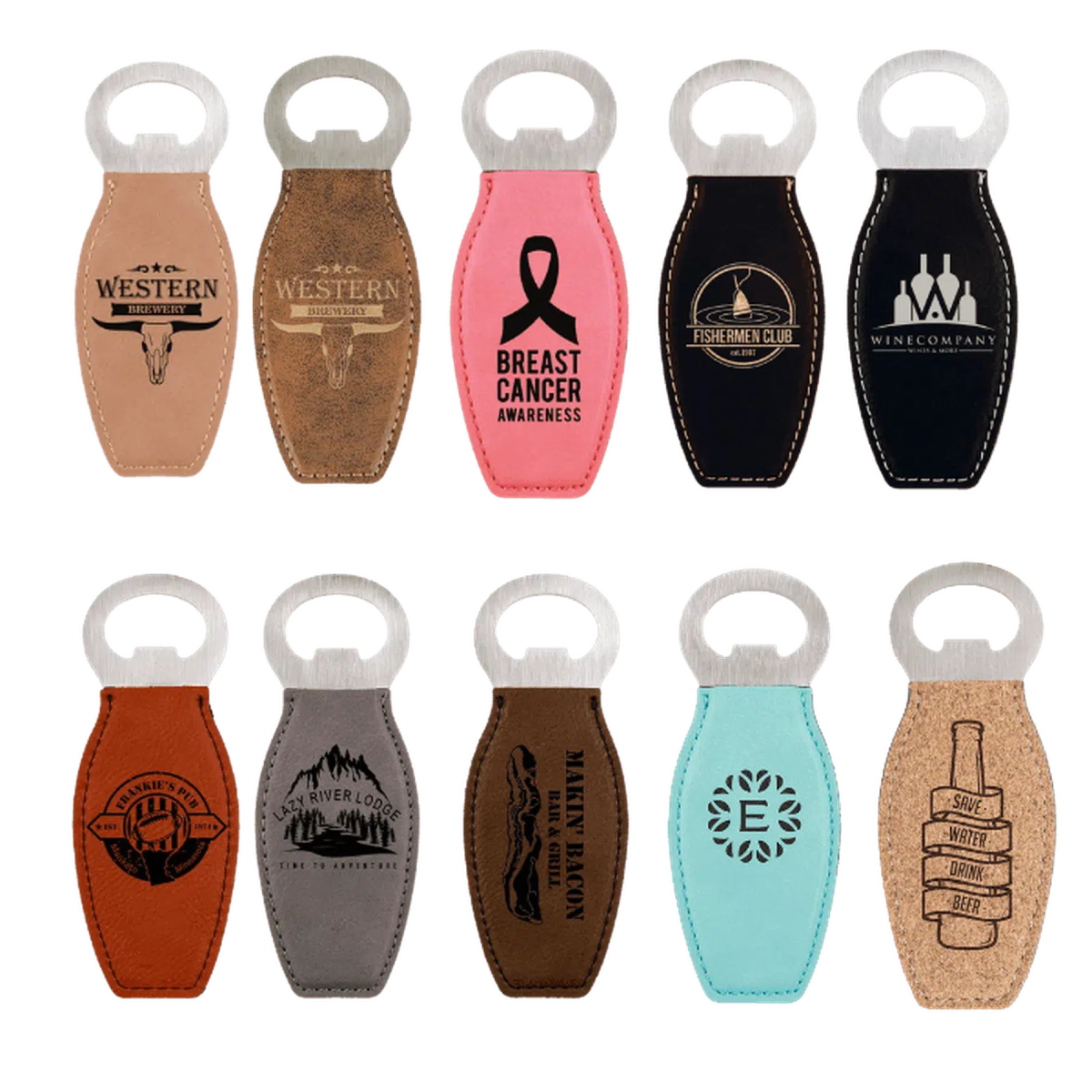 Leatherette Bottle Openers with Magnet (Various Colors) - LightForce Laser Engraving, LLC