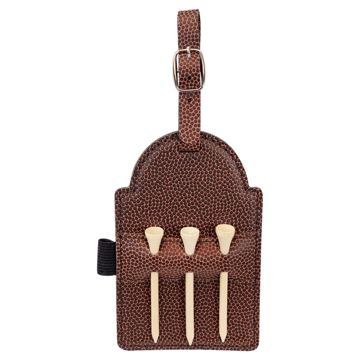 Personalized Golf Bag Tags with 3 Tees in Leathrette Colors Football Leatherette / Leatherette