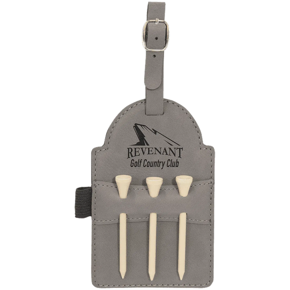 Personalized Golf Bag Tags with 3 Tees in Leathrette Colors Gray / Leatherette