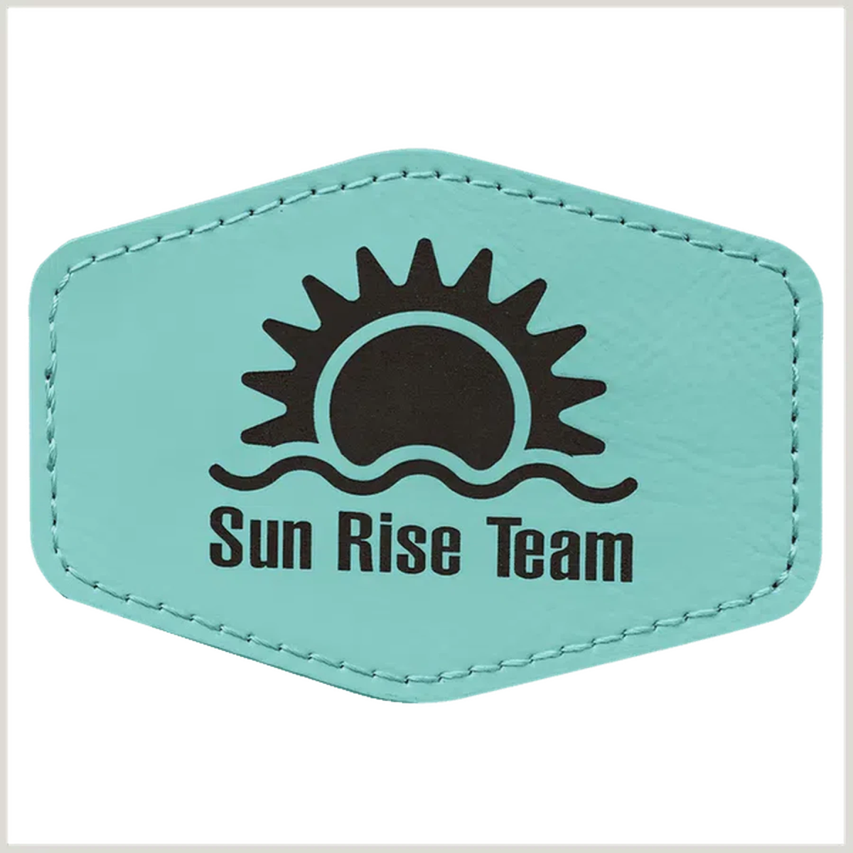 Personalized Patches in Self-Adhesive Leatherette - Hexagon Shape 3" x 2" / Light Brown