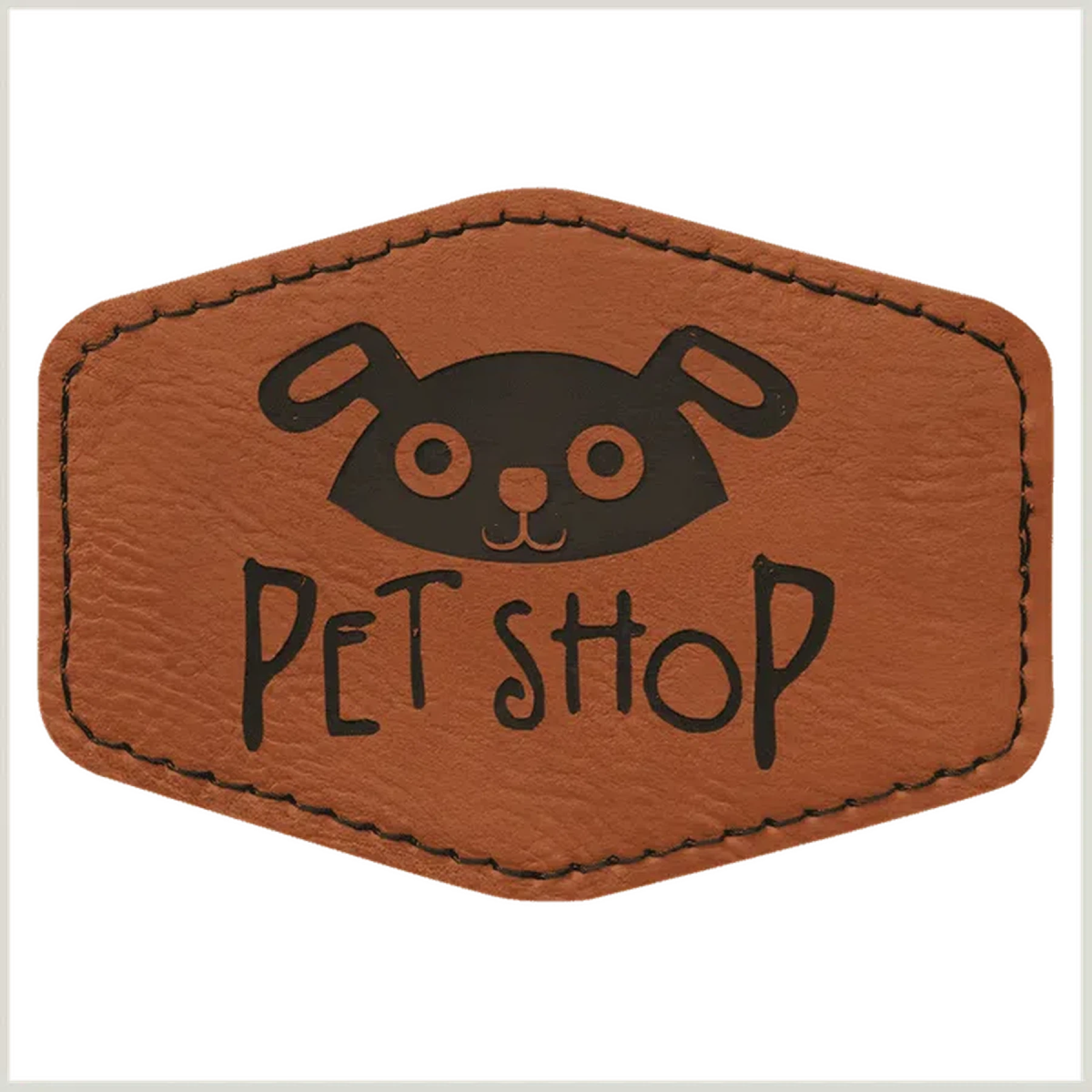 Personalized Patches in Self-Adhesive Leatherette - Hexagon Shape 3 1/2" x 2 1/2" / Rawhide