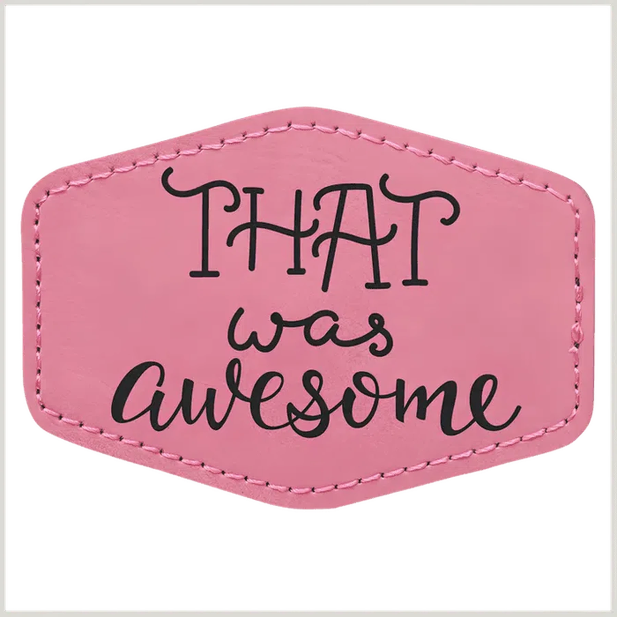 Personalized Patches in Self-Adhesive Leatherette - Hexagon Shape 3" x 2" / Light Brown