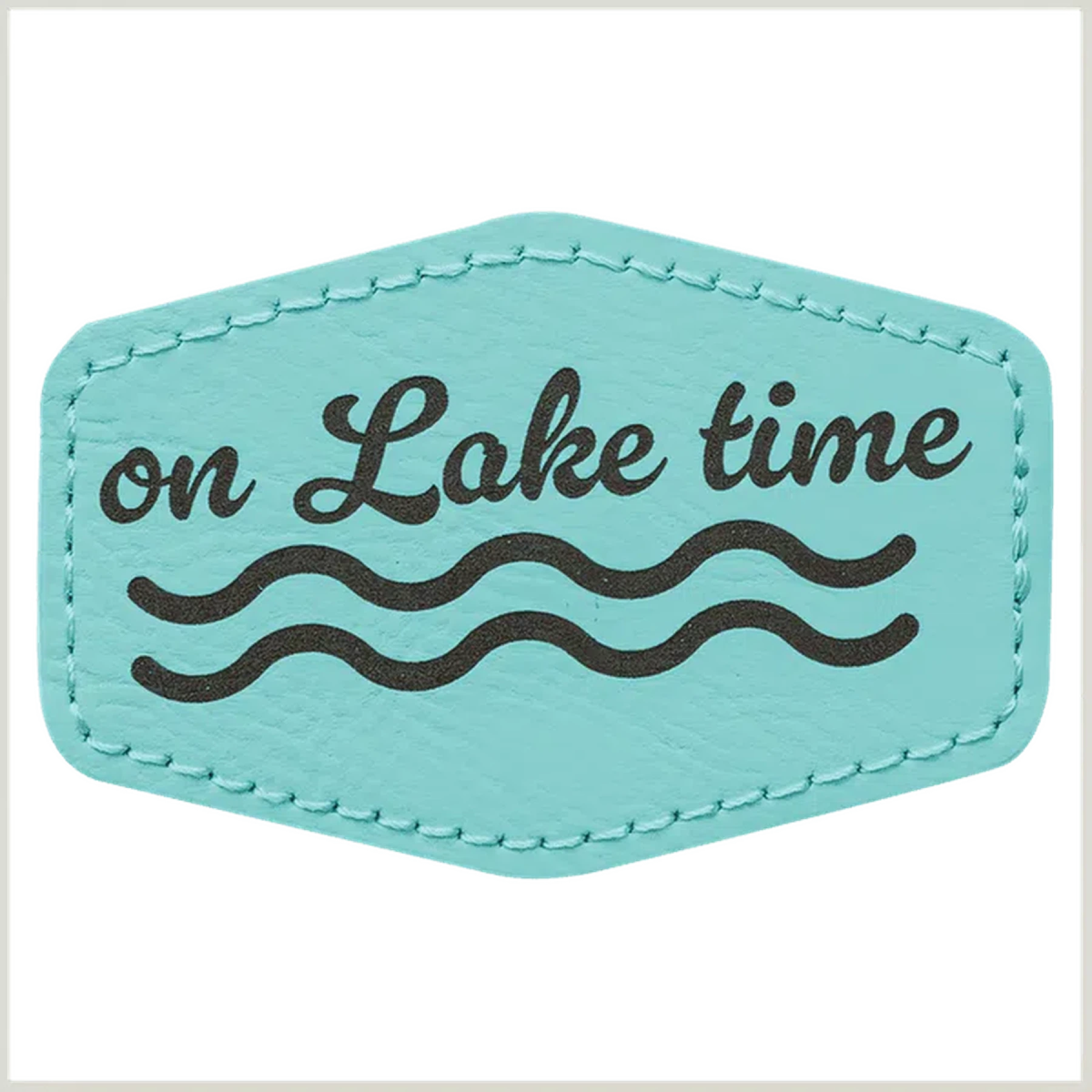 Personalized Patches in Self-Adhesive Leatherette - Hexagon Shape 3" x 2" / Teal