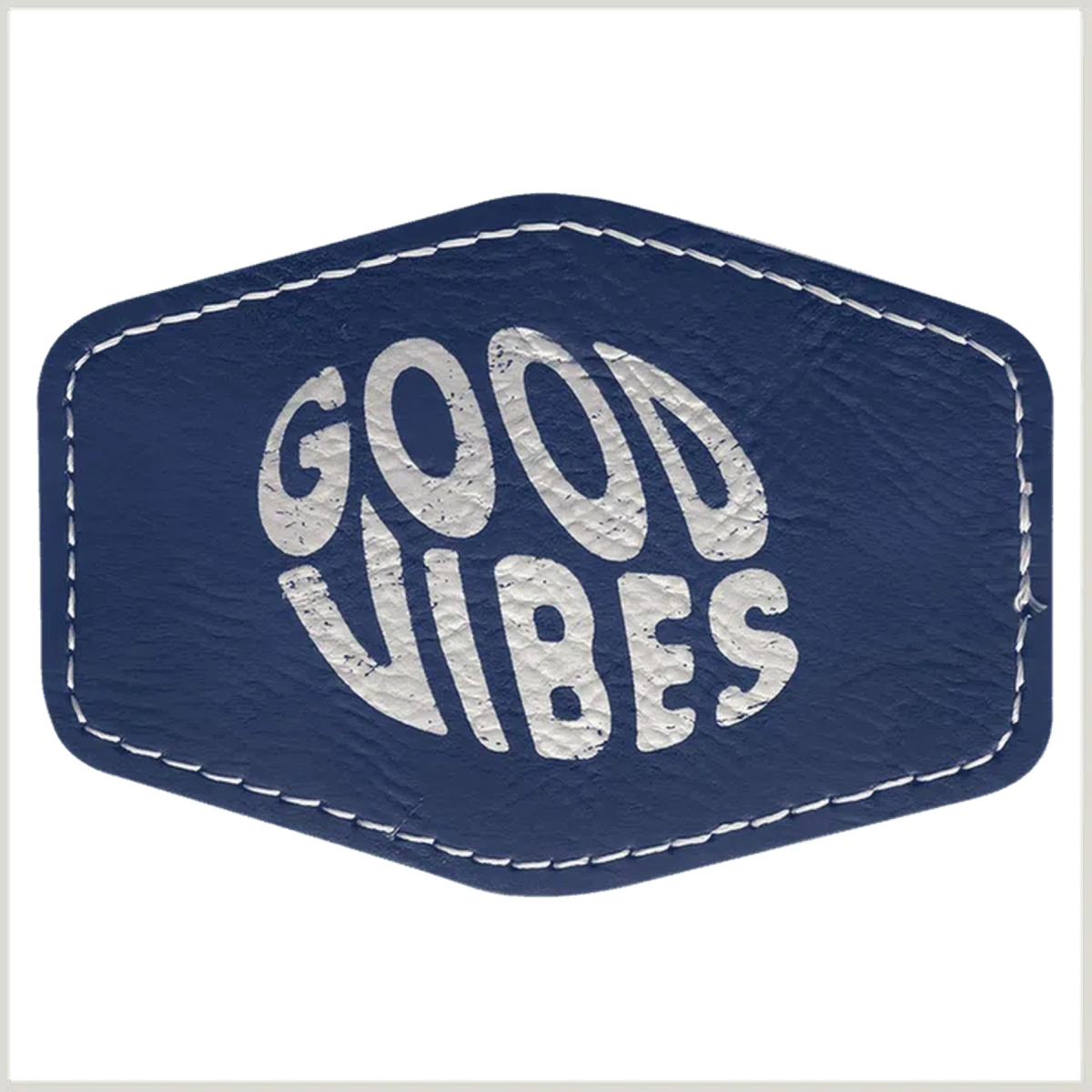 Personalized Patches in Self-Adhesive Leatherette - Hexagon Shape 3" x 2" / Light Brown