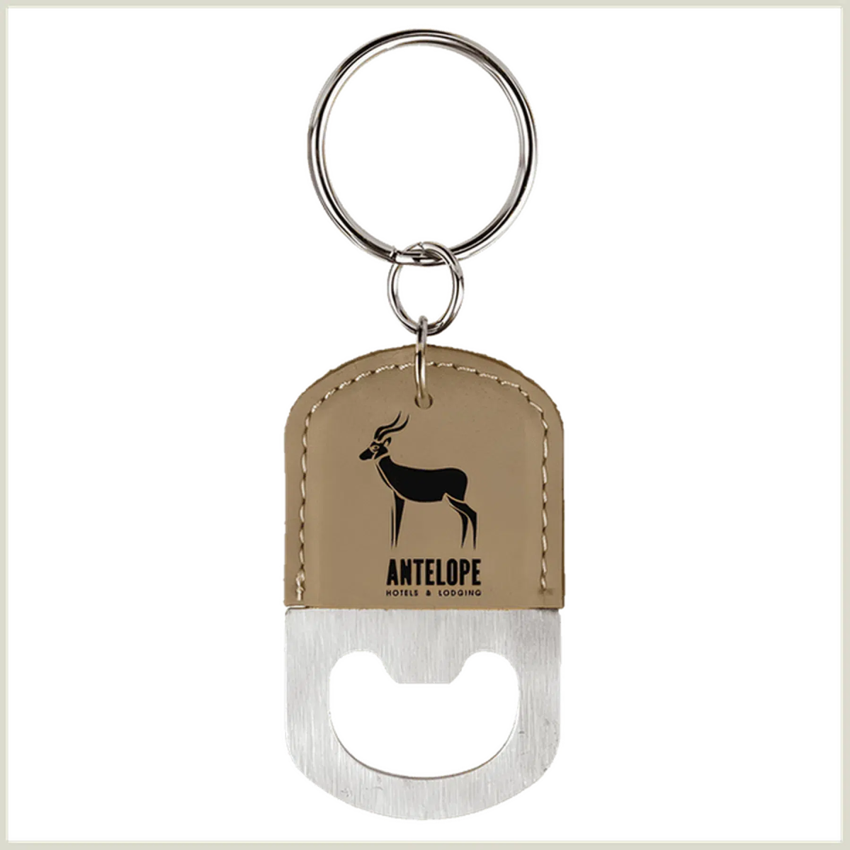 Leatherette Oval Bottle Opener with Keychain - LightForce Laser Engraving, LLC