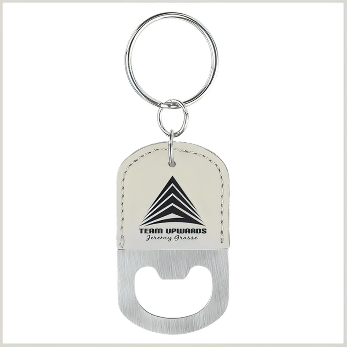 Leatherette Oval Bottle Opener with Keychain - LightForce Laser Engraving, LLC