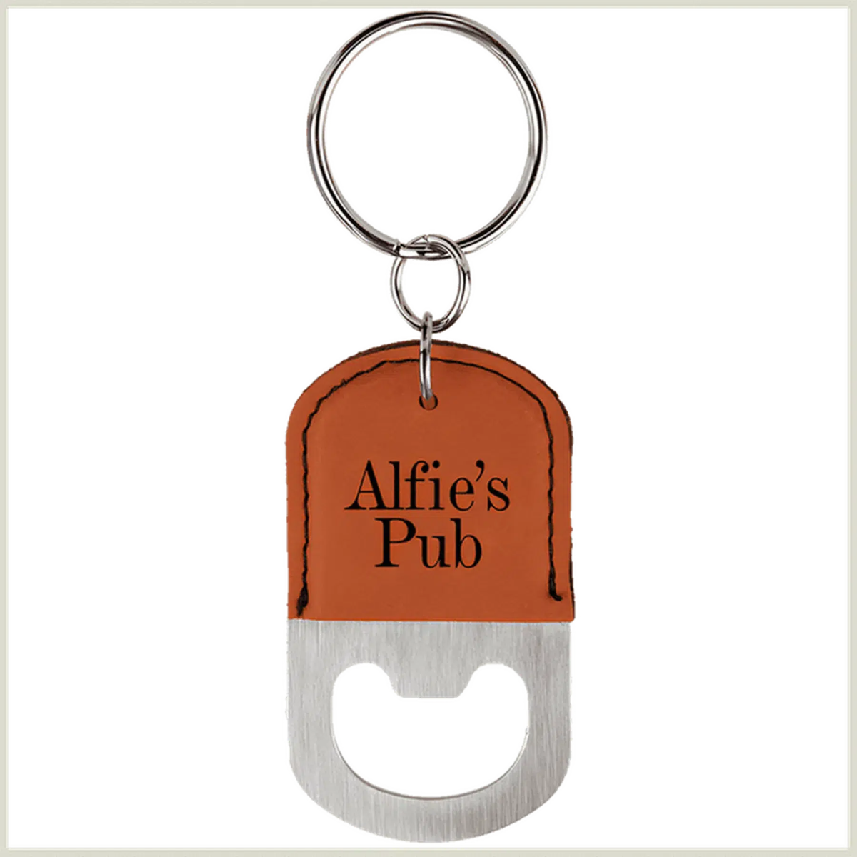 Leatherette Oval Bottle Opener with Keychain - LightForce Laser Engraving, LLC