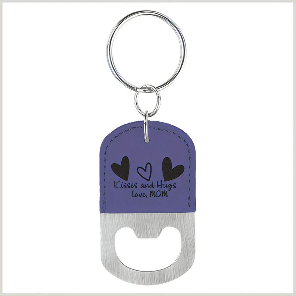 Leatherette Oval Bottle Opener with Keychain - LightForce Laser Engraving, LLC