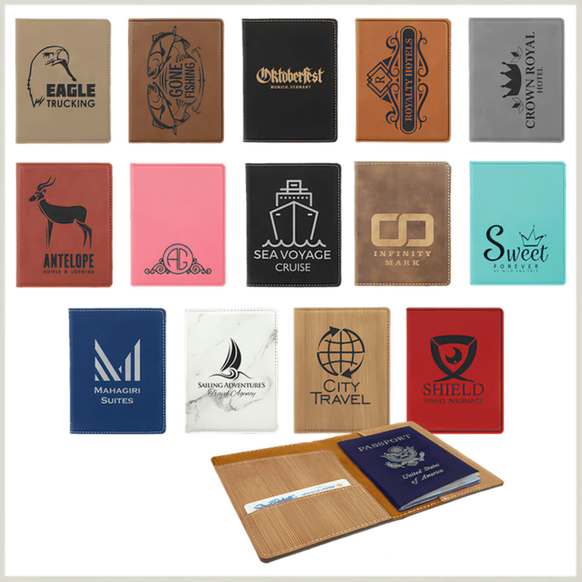 Leatherette Passport Holder (Various Colors) - LightForce Laser Engraving, LLC