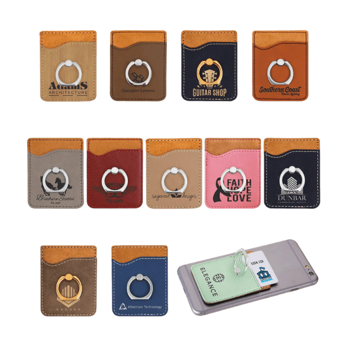 Leatherette Phone Wallet with Ring (Various Colors) - LightForce Laser Engraving, LLC