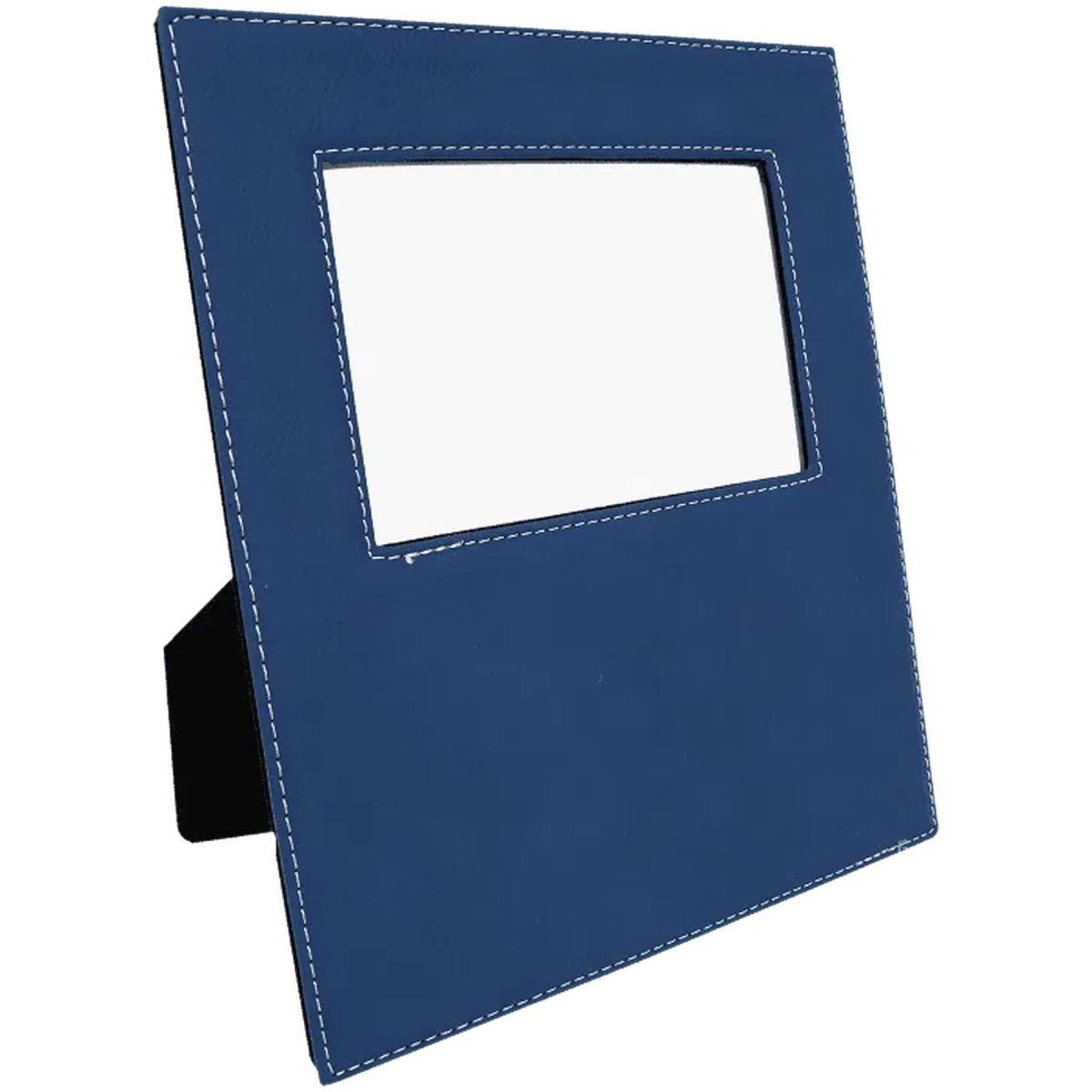 Picture Frames with Wide Personalization Area in Leatherette Colors 4" x 6" / Blue/Silver