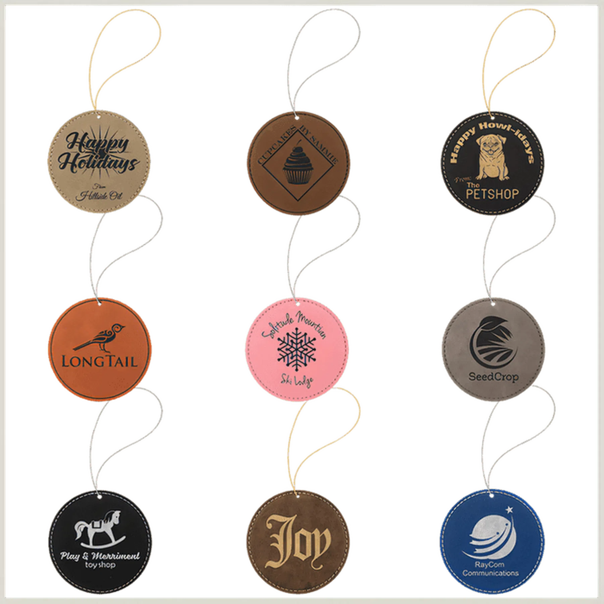 Leatherette Round Ornament (Various Colors) - LightForce Laser Engraving, LLC