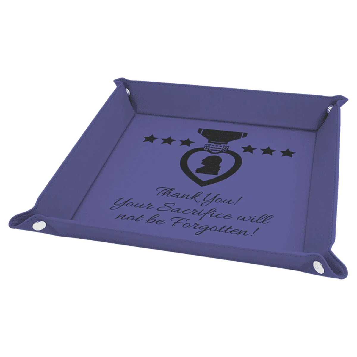 Leatherette Snap Up Tray with Silver Snaps (6 x 6 in Various Colors) - LightForce Laser Engraving, LLC