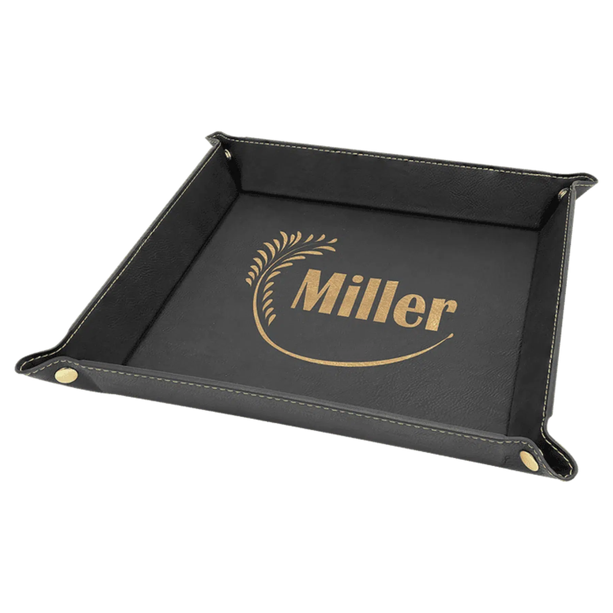 Leatherette Snap Up Tray with Silver Snaps (9 x 9 in Various Colors) - LightForce Laser Engraving, LLC