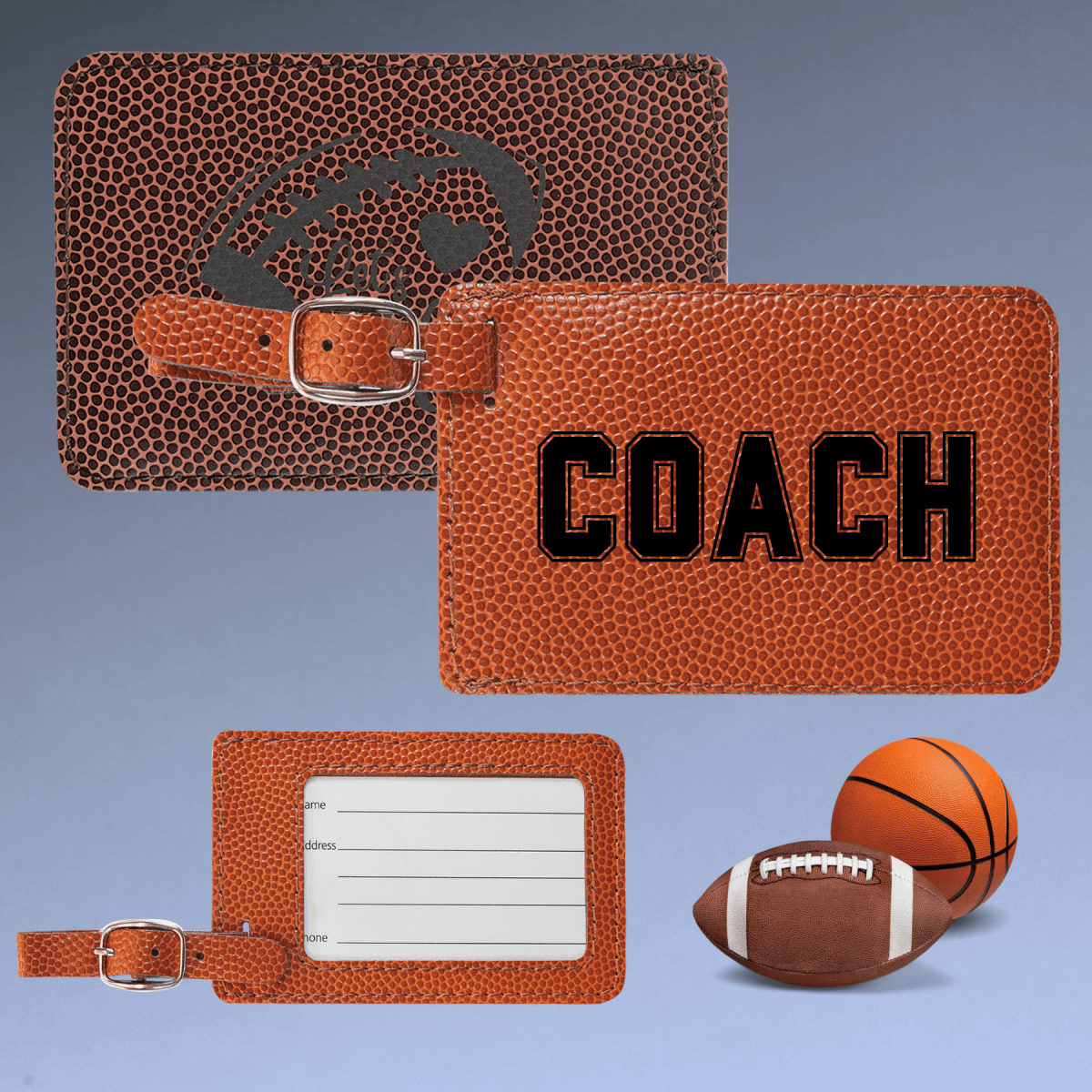 Luggage Tags in Leatherette Colors and Sport Themes - Teal