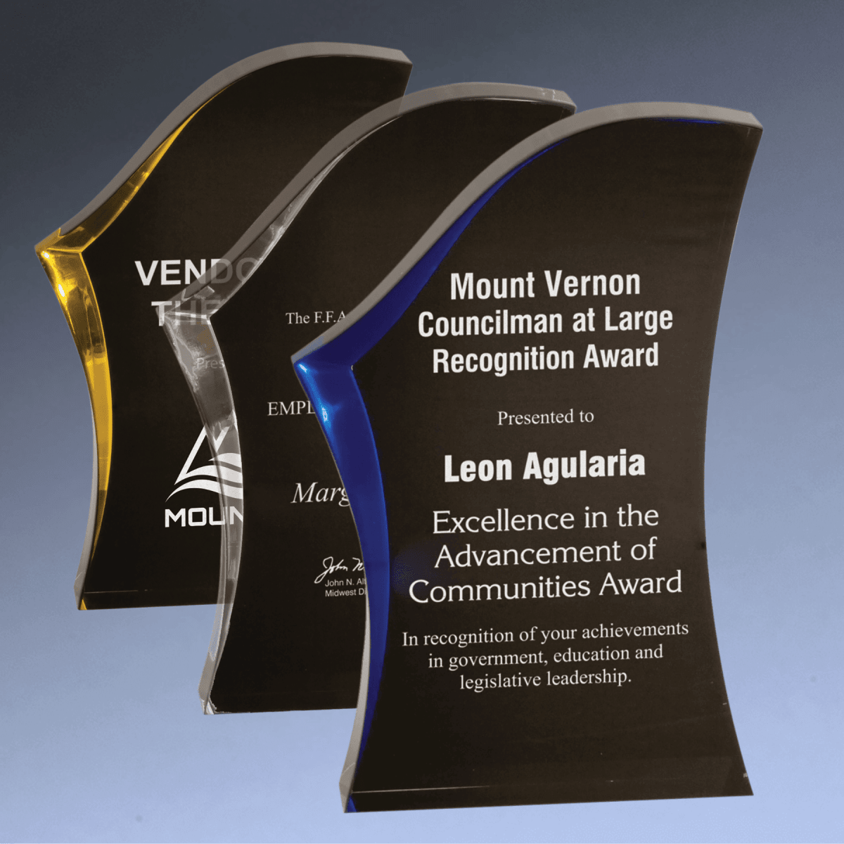 Luminary Surge Acrylic Awards with Color Accents - Black/Blue